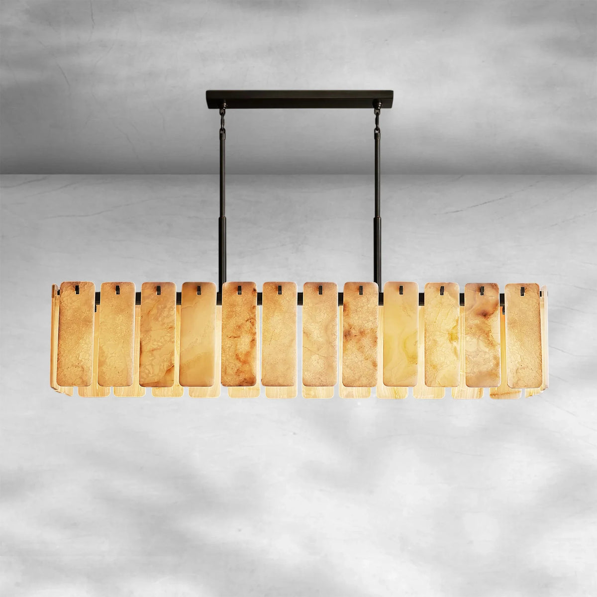 Calame Alabaster Rectangular Chandelier 72" - view 2