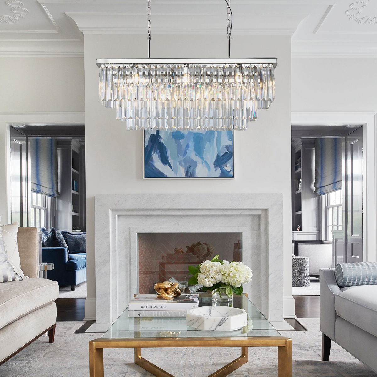 Falria 3-Tier Crystal Rectangular Chandelier, three-tier - view 17