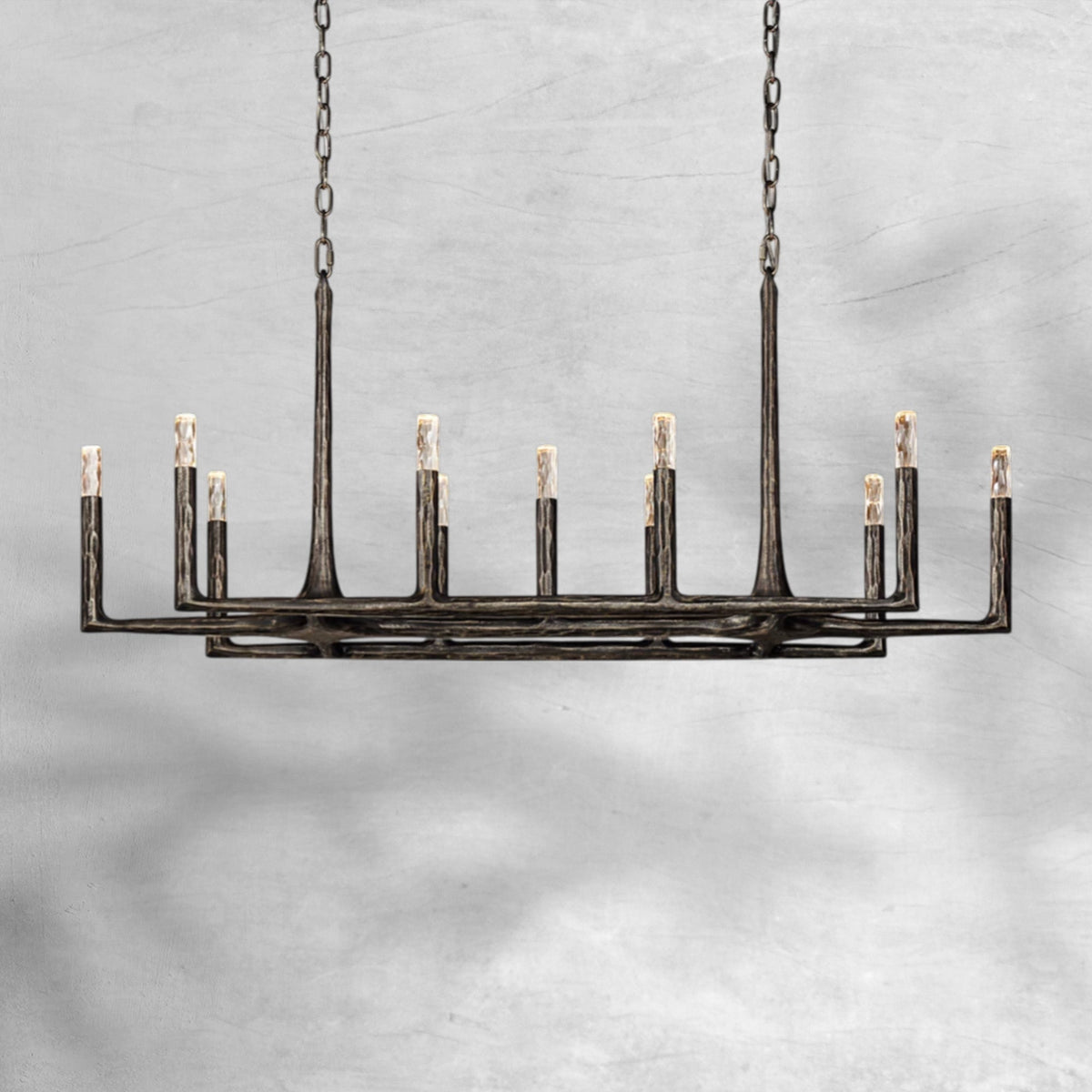 Thalen Forged Linear Chandelier 54" 72" 96", solid brass - view 22