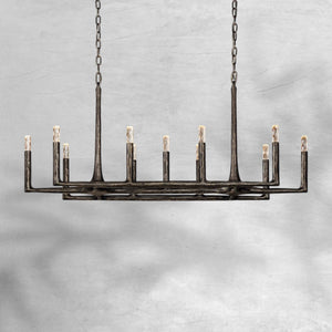 Thalen Forged Linear Chandelier 54" 72" 96", solid brass - view 22