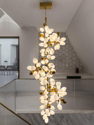 Large Branch Copper Chandelier with Grape Shape Bulbs Unique and Creative Light Fixture for Staircase/ Duplex/ High Ceiling Living Room/ Restaurant - view 3