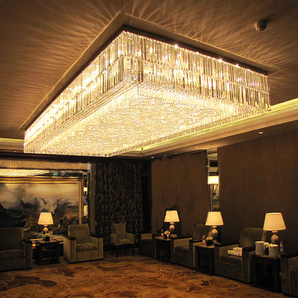 Large Rectangular banquet hall crystal chandelier, K9 crystal