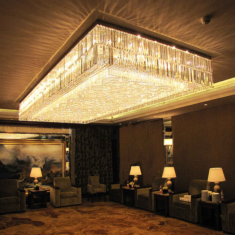 Large Rectangular banquet hall crystal chandelier, K9 crystal