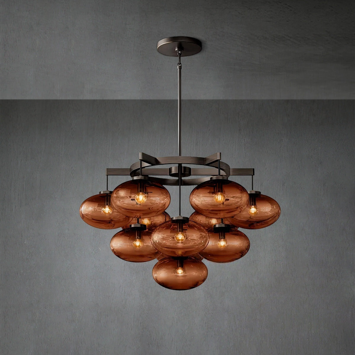 Coraline Smoke Glass Round Chandelier 36"