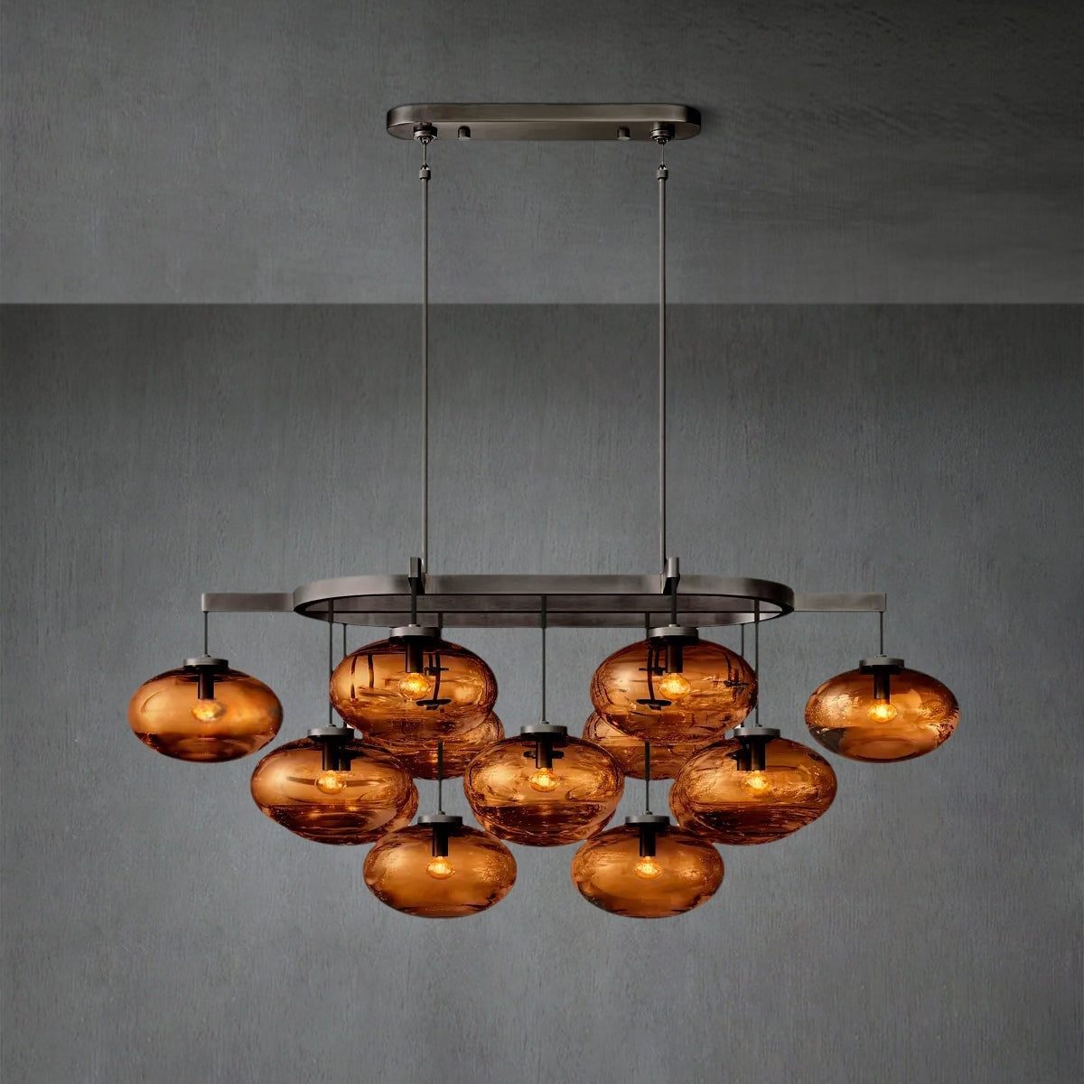 Coraline Smoke Glass Linear Chandelier 54"