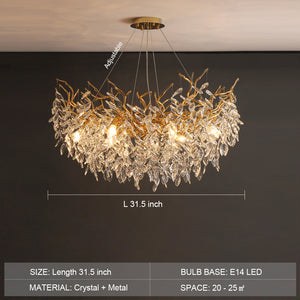 French Branch Crystal Chandelier with Elegant Crystal Leaves - view 17