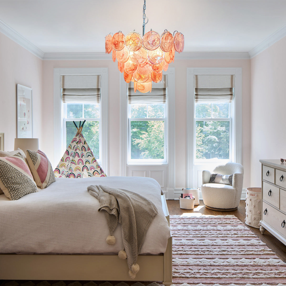 Murano-Style Chandelier 57 Pink