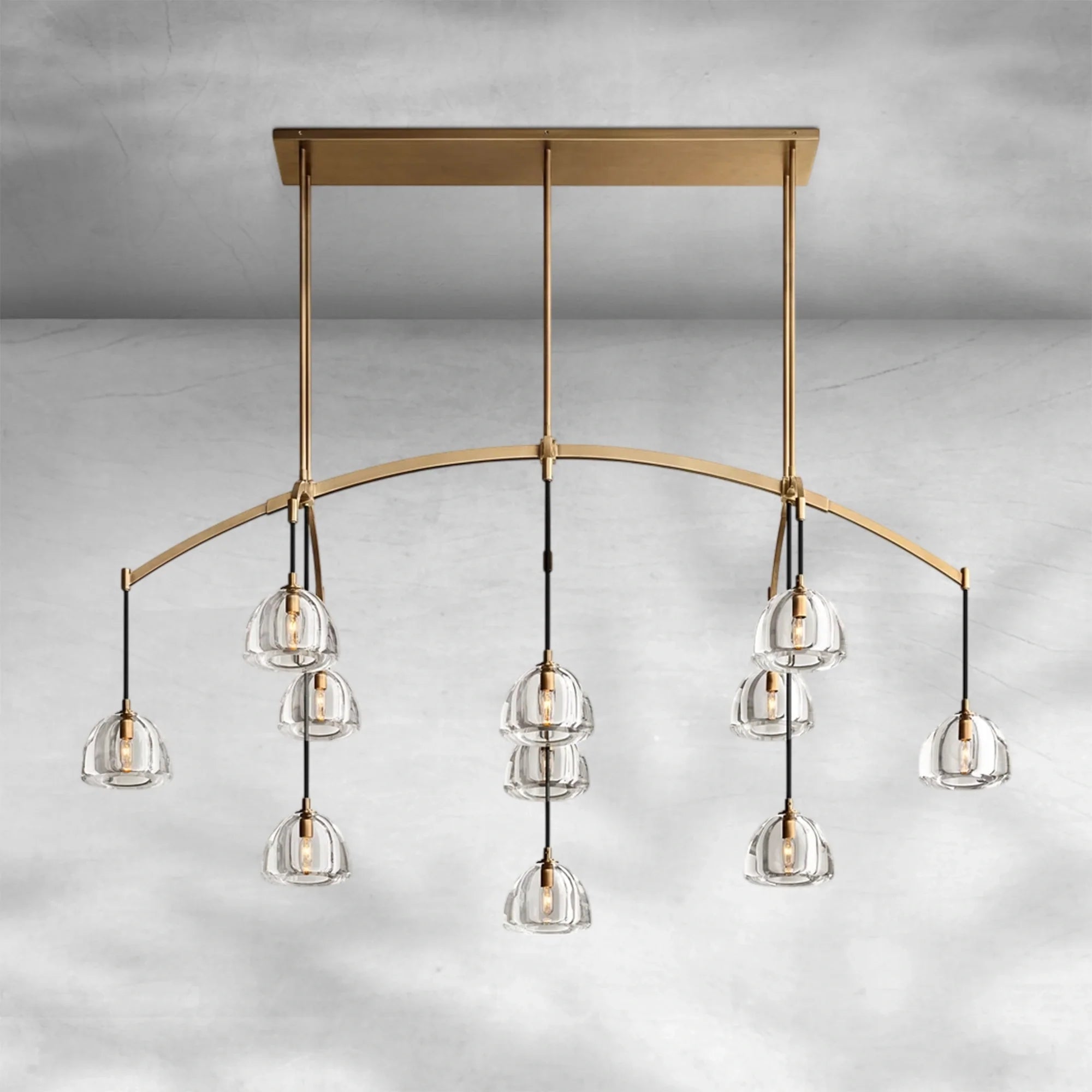 Haloid Modern Glass Linear Chandelier 54" 72"