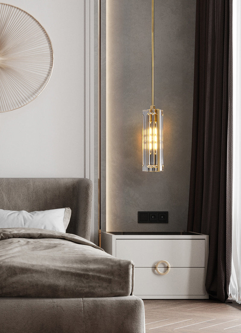 Golden Rectangular Crystal  Pendant Lighting - view 4