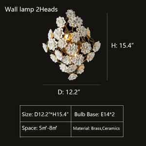Brass and Ceramic Flower Art Chandelier Post Modern Light Luxury Style for Living and Dining Areas - view 10