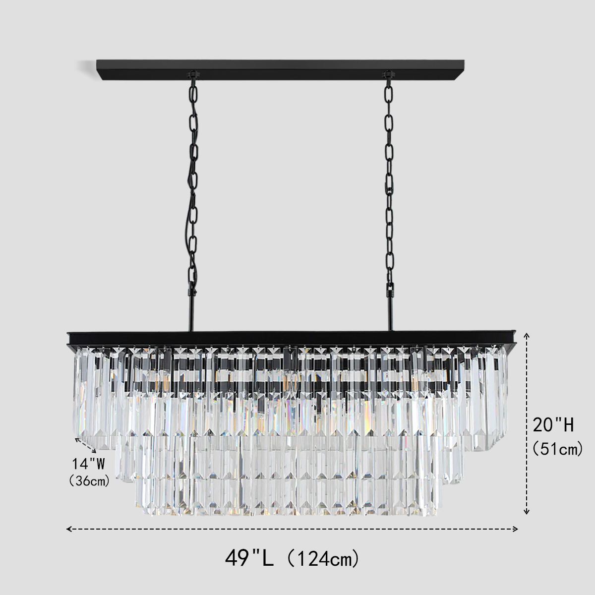 Rhea Crystal Rectangular Chandelier 40" 49" 61" 71" - view 10