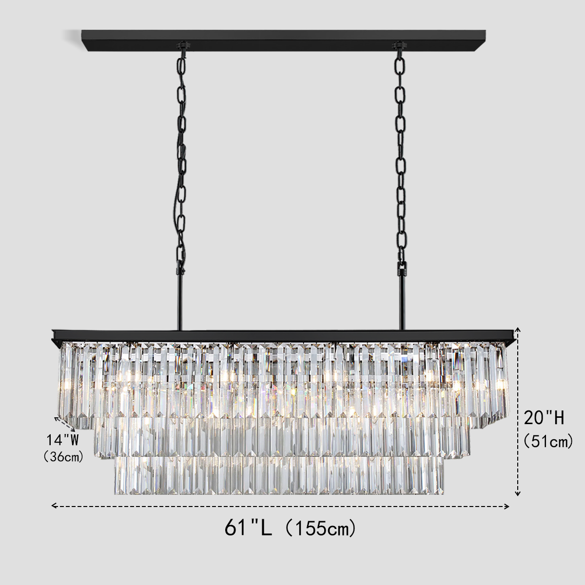 Rhea Crystal Rectangular Chandelier 40" 49" 61" 71" - view 11
