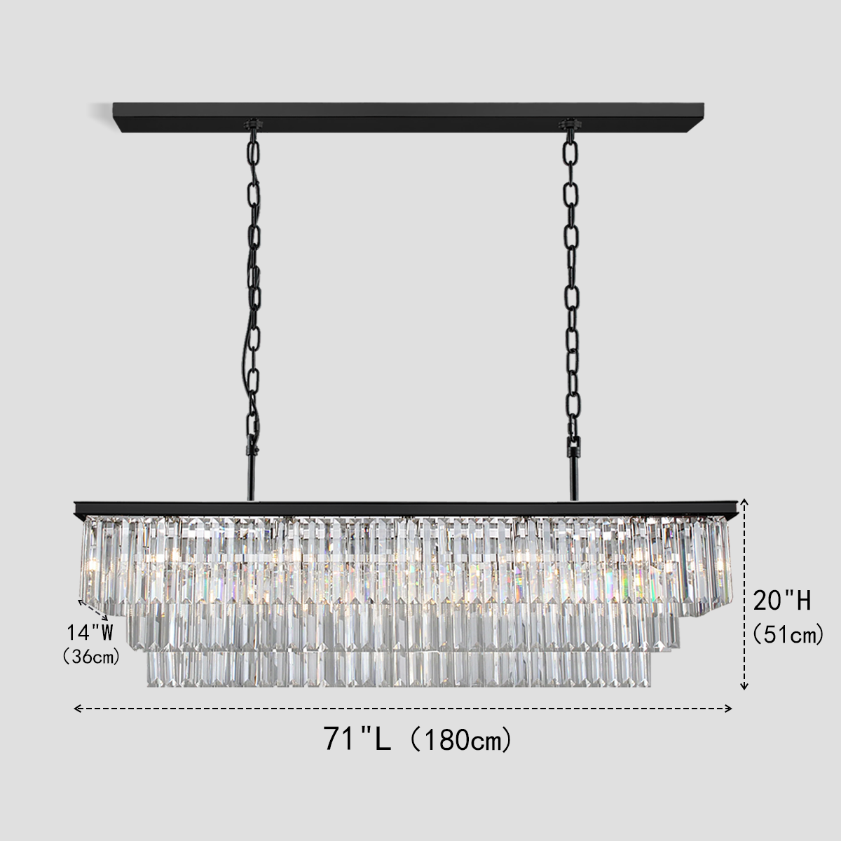 Rhea Crystal Rectangular Chandelier 40" 49" 61" 71" - view 12