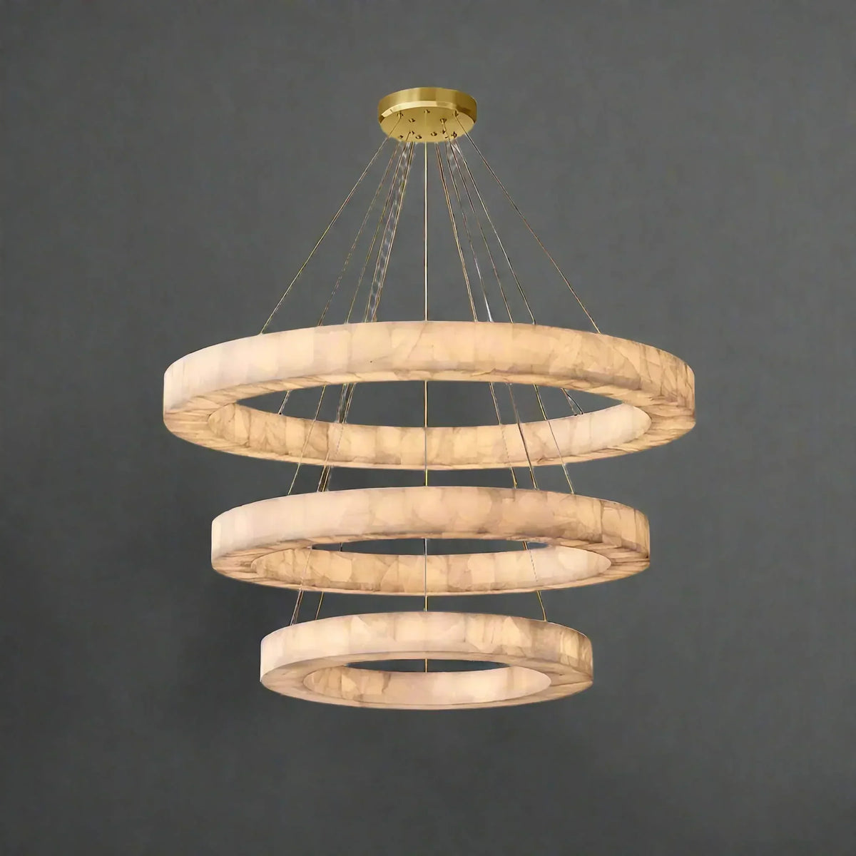 OLYRA 3-TIER ROUND ALABASTER CHANDELIER 39" 47" 59"D, three-tier - view 4