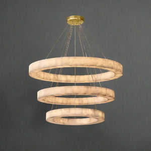 OLYRA 3-TIER ROUND ALABASTER CHANDELIER 39" 47" 59"D, three-tier - view 4