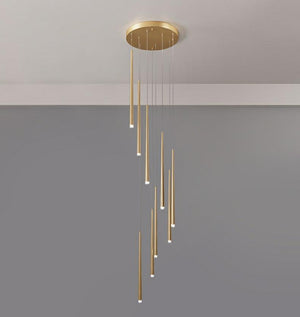 Minimalism Foyer Staircase Chandelier Ceiling Pendant Lighting Fixture For Living Room Entryway In Gold/ Black Finish - view 9