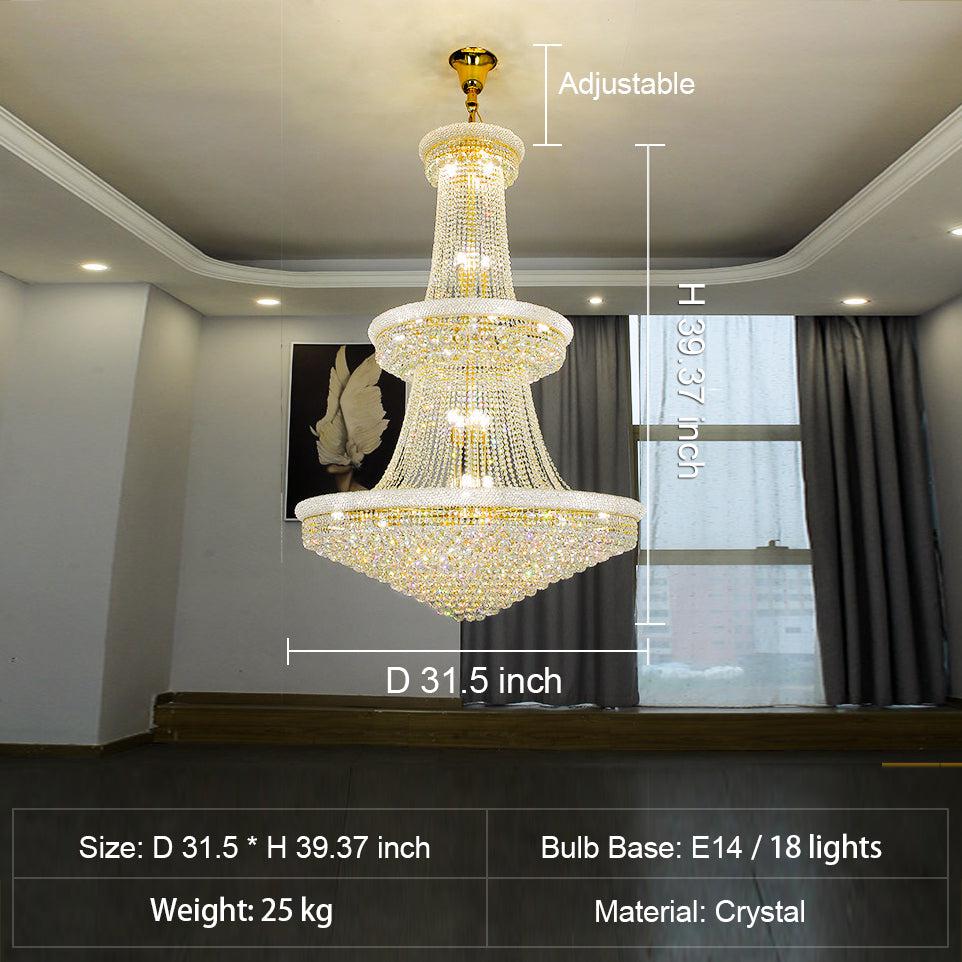 Luxury French Empire Chandelier for Villa Hall Ceiling Three-layers Crystal Light for Hotel Lobby - view 27