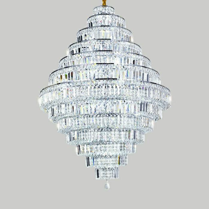 Chrome/ Silver/ Gold Extra Large Chandelier For Foyer Living Room Staircase Crystal Ceiling Lighting Fixture - view 21