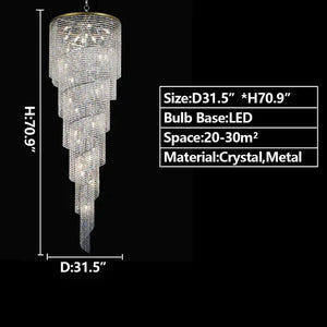 Extra Large Spiral Tiered Long Crystal Chandelier Luxury Crystal Tassel Light Fixture For Staircase/Entryway - view 8