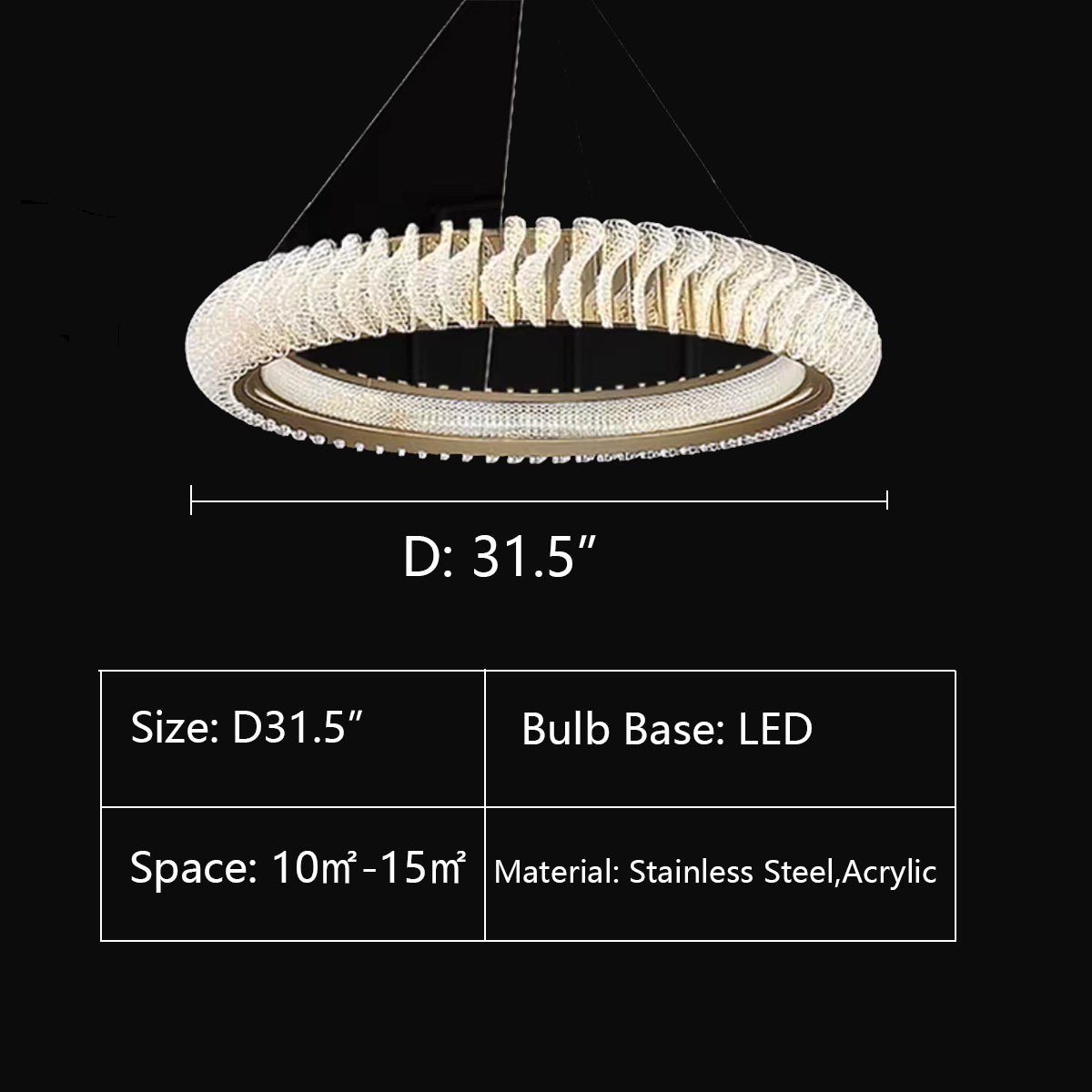 Extra Large Tiers Modern Stainless Steel Ring Chandelier for Living Room/Foyer/Big Entrys