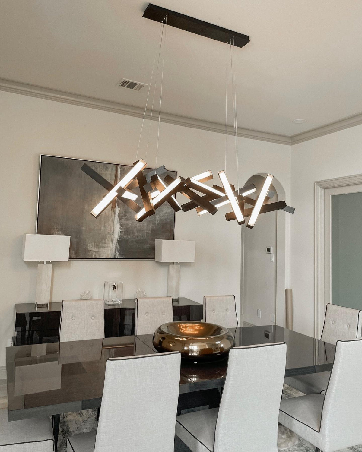 Modern Round/Linear Geometric Aluminum LED Chandelier for Dining Room/Bedroom - view 10