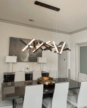 Modern Round/Linear Geometric Aluminum LED Chandelier for Dining Room/Bedroom - view 10