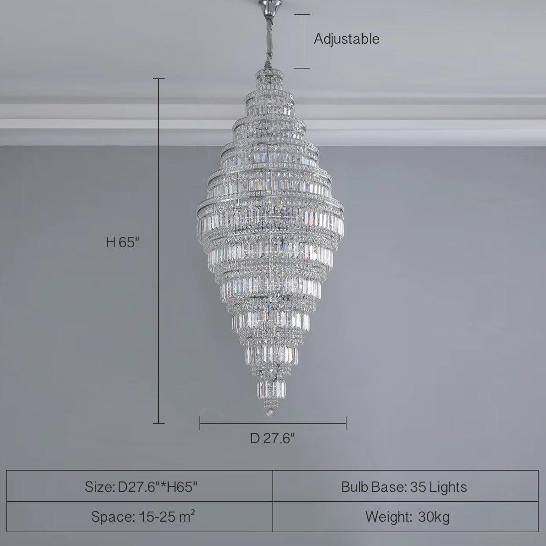 Chrome Extra Large Crystal Chandelier for Foyer Staircase Living Room Entrance Ceiling Light Fixture In Silver - view 19
