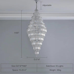 Chrome Extra Large Crystal Chandelier for Foyer Staircase Living Room Entrance Ceiling Light Fixture In Silver - view 19