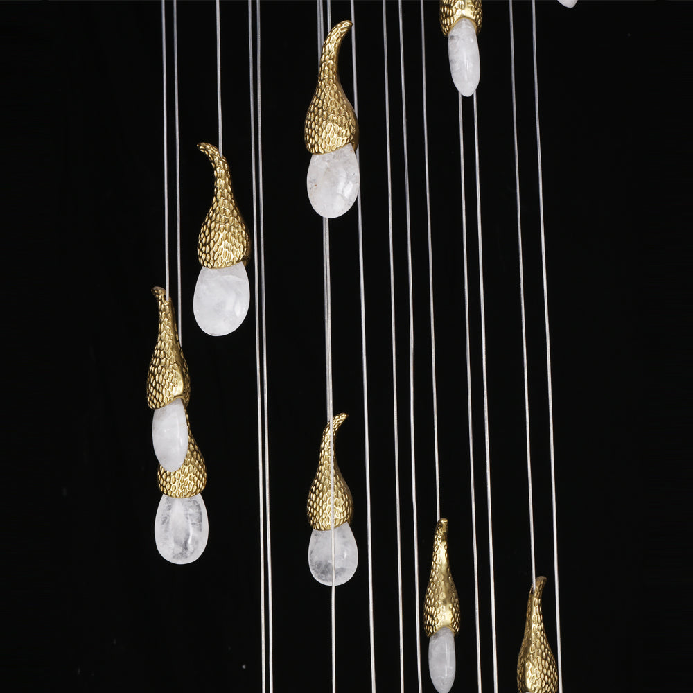 24 Rock Crystal Short-eggplants Modern Chandelier 138 Inch Long Staircase LED Chandelier, in brass - view 2