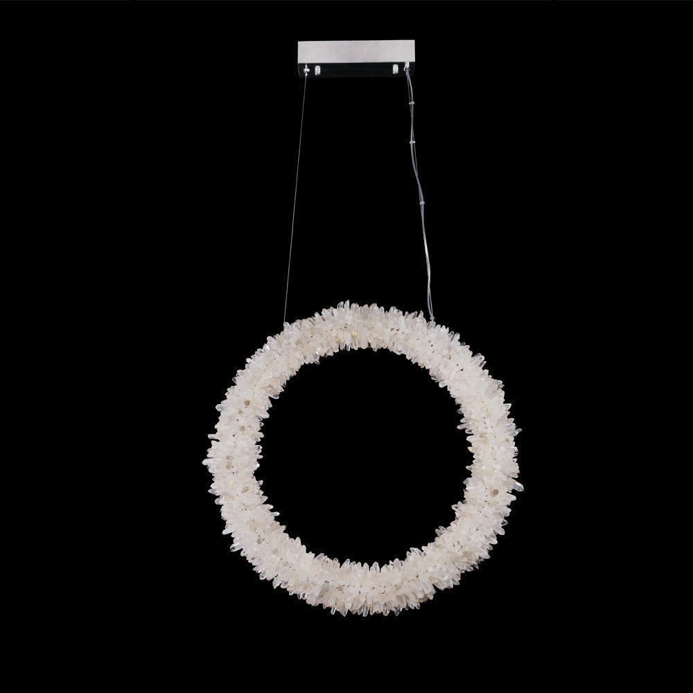Rosalie Modern Geode Quartz Vertical Hanging Ring Chandelier - view 2