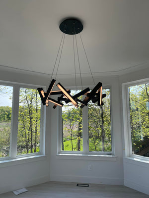 Modern Round/Linear Geometric Aluminum LED Chandelier for Dining Room/Bedroom - view 20