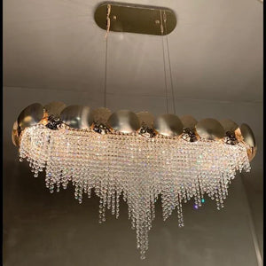 Amadeo Oval Brass Crystal Chandelier, K9 crystal - view 2
