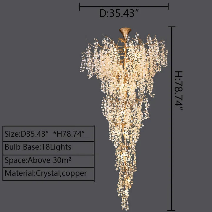 Modern Unique Artistic Flower Brass Branch Semi-flush Mount Chandelier for Living Room/ Hallway/ Entryway/ Staircase - view 13