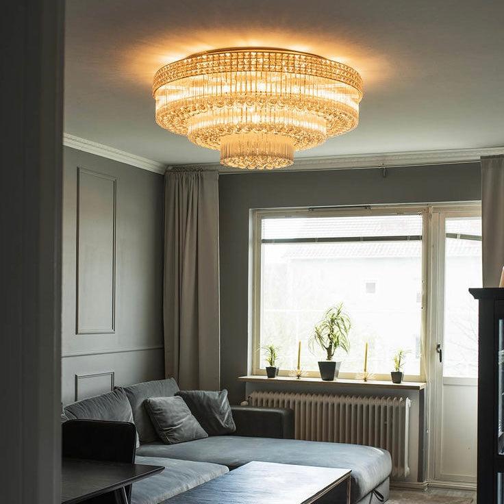 Extra Large Three Layers Round Luxury Flush Mounted Crystal Chandelier for Living Room - view 2