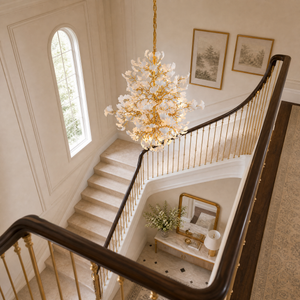 Moon Ring Ceramic Ginkgo Leaf Staircase Chandelier D1200 - Gold - view 6