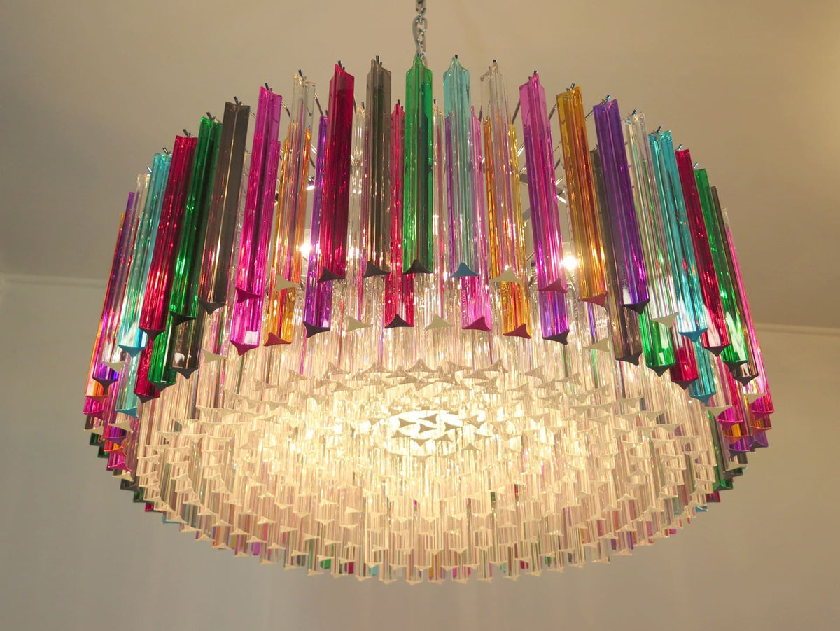 Murano-Style Chandelier – Triedri Round – 391 prisms – Multi