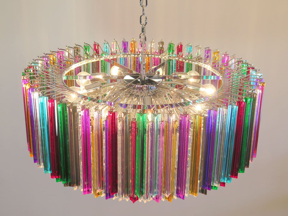 Murano-Style Chandelier – Triedri Round – 391 prisms – Multi