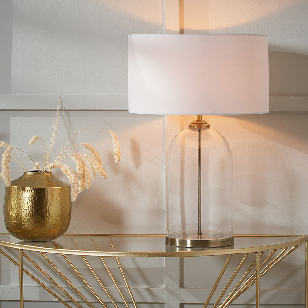 Cloche Clear Glass and Antique Brass Table Lamp - view 2