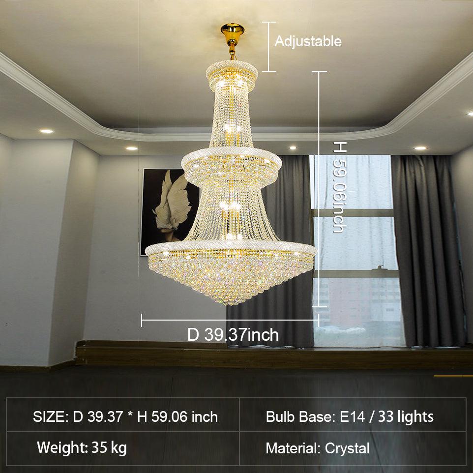 Luxury French Empire Chandelier for Villa Hall Ceiling Three-layers Crystal Light for Hotel Lobby - view 28