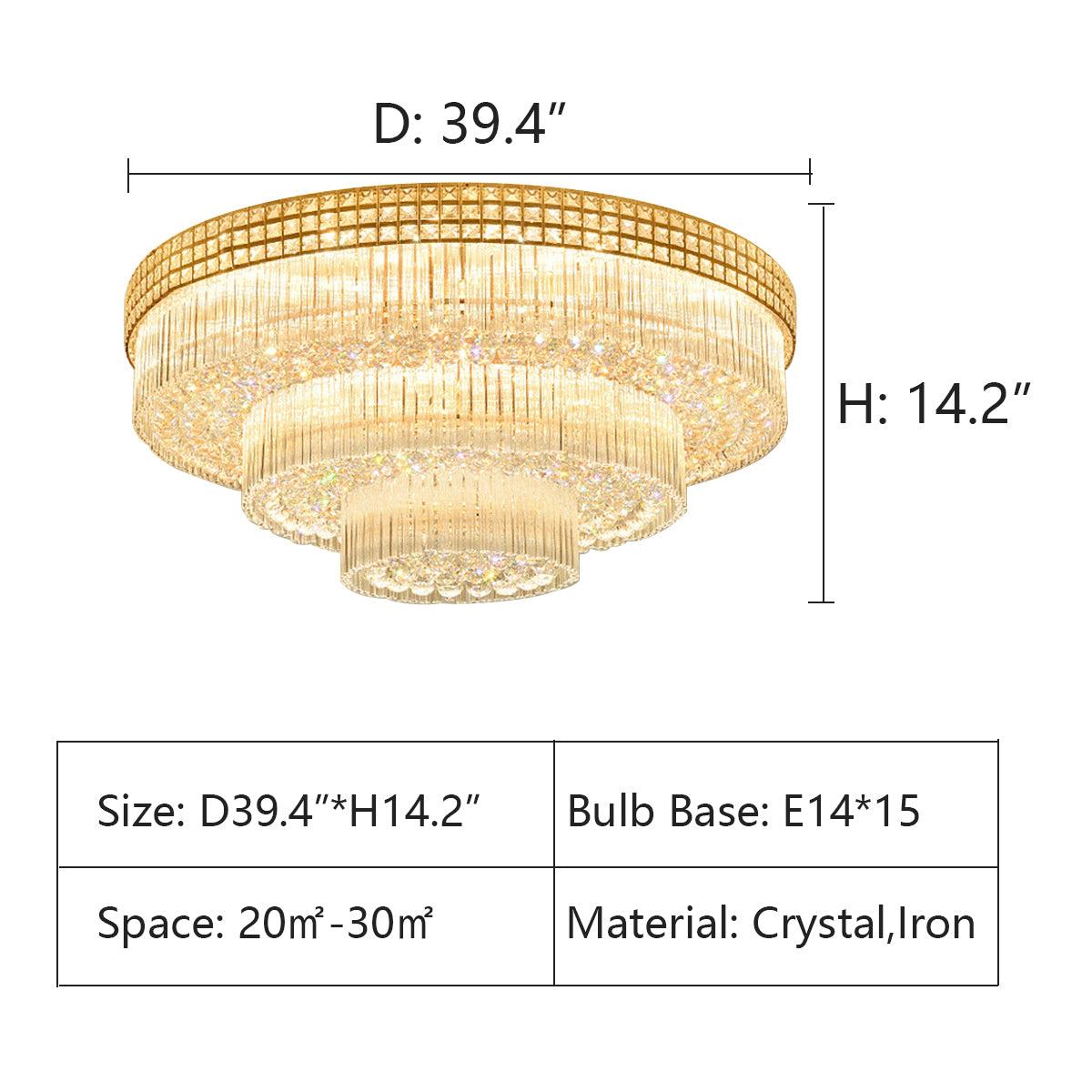 Extra Large Three Layers Round Luxury Flush Mounted Crystal Chandelier for Living Room - view 16