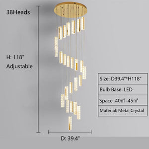 Extra Large Modern Spiral Crystal Ceiling Light Decoration for Staircase/ High Ceiling Living Room/ Hotel Lobby/ Hallway - view 9