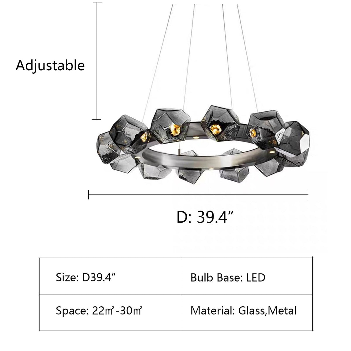 Nordic Minimalist Glass Circle Art Chandelier for Living/Dining Room/Bedroom - view 4