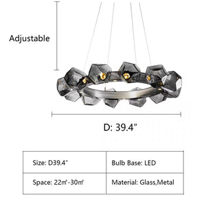 Nordic Minimalist Glass Circle Art Chandelier for Living/Dining Room/Bedroom - view 4