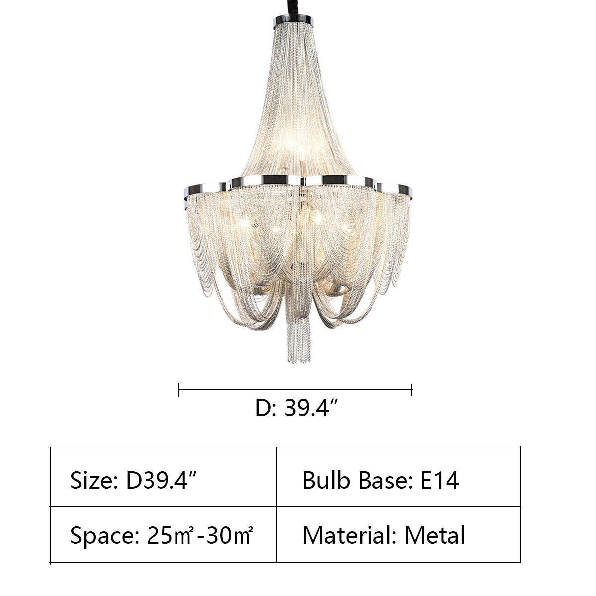 Designer Models Oversized Aluminium Long Tassel Pendant Chandelier for Large Living Room/Staircase/Villa - view 15