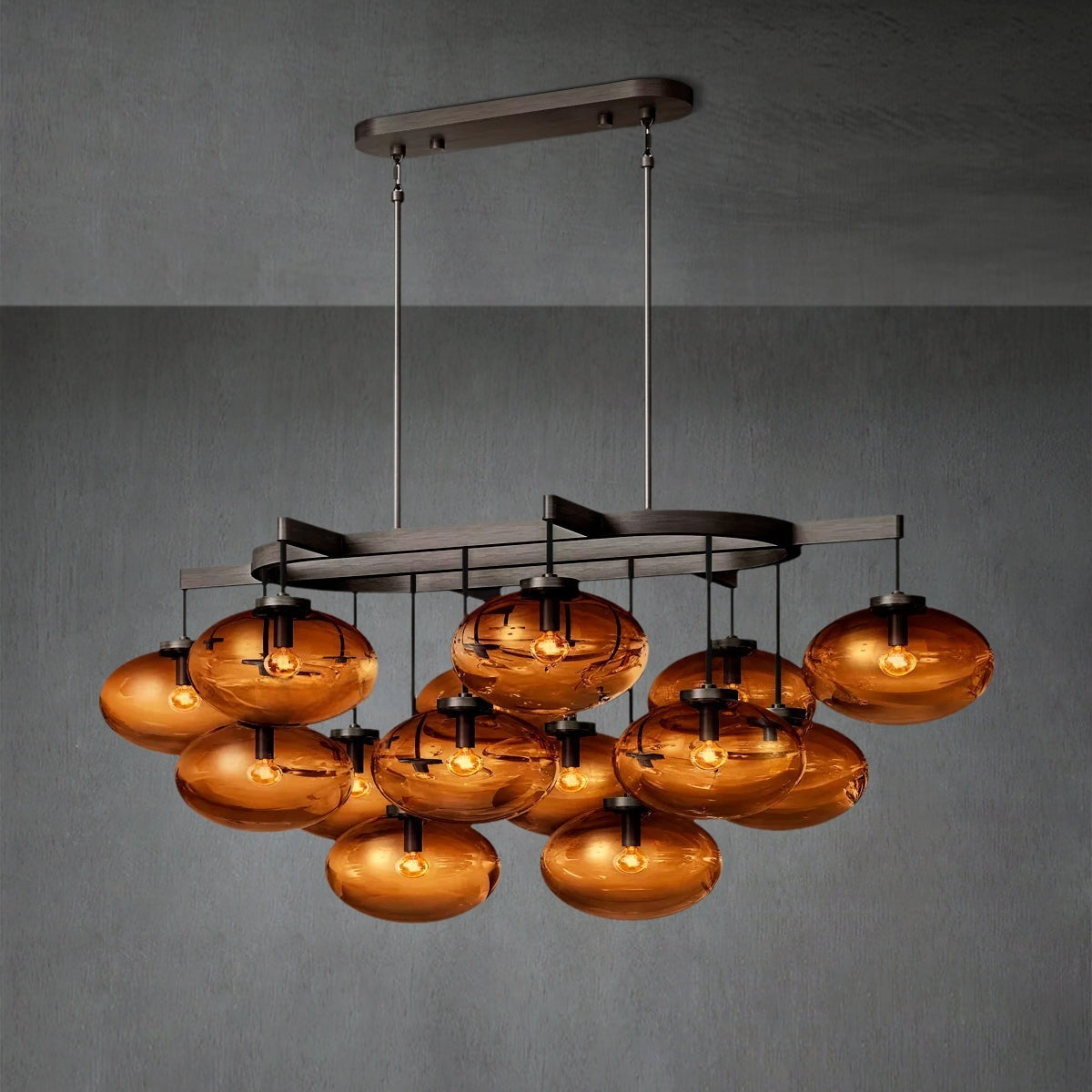 Coraline Smoke Glass Linear Chandelier 54"