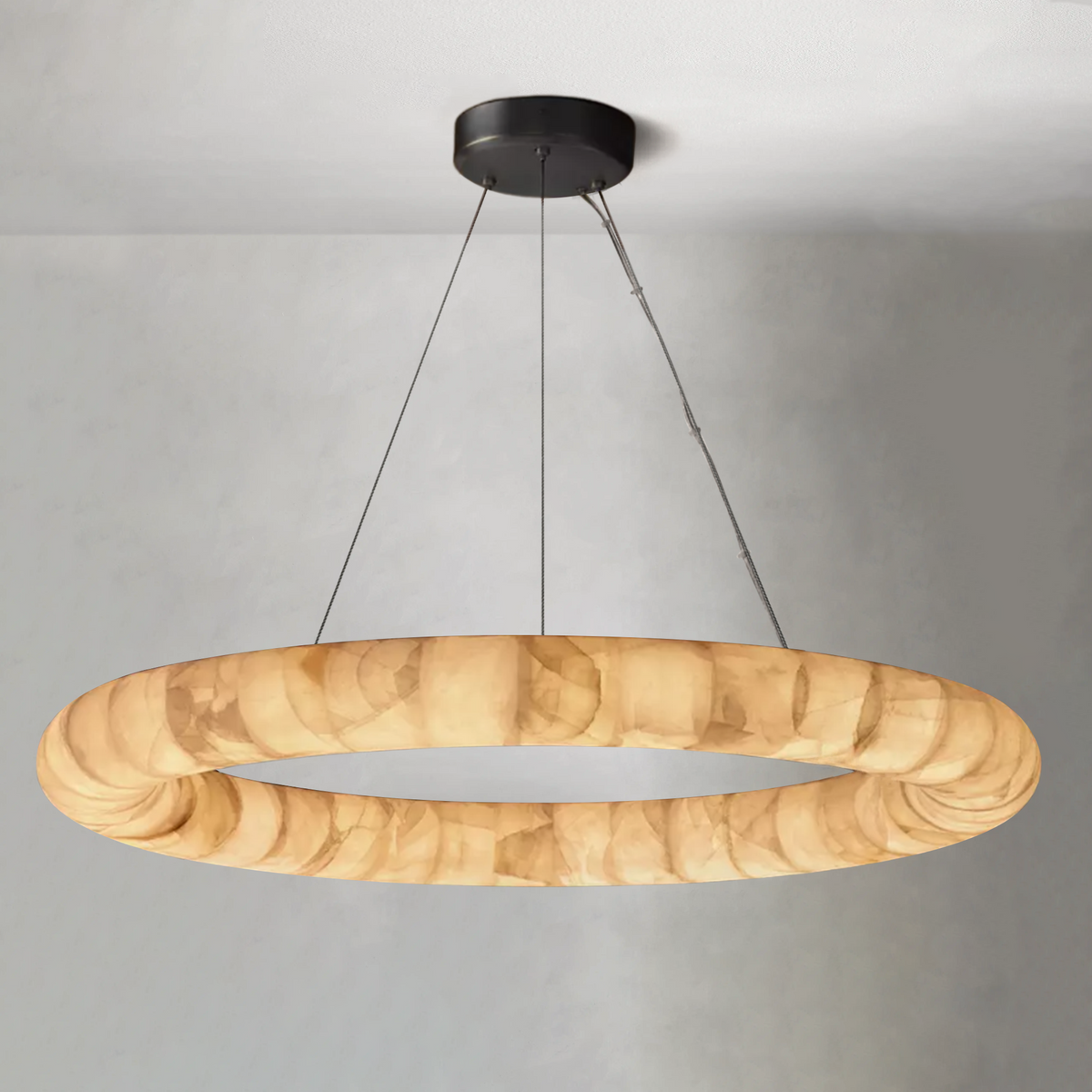 Riora Lisse Alabaster Round Chandelier 31" 41" 61"D - view 2
