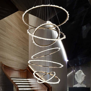 Rock Crystal Multi Rings Chandelier For Staircase - view 4