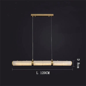 Modern Linear Alabaster Chandelier, Chandelier Over Dining Table