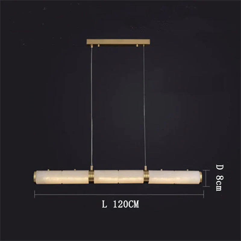 Modern Linear Alabaster Chandelier, Chandelier Over Dining Table