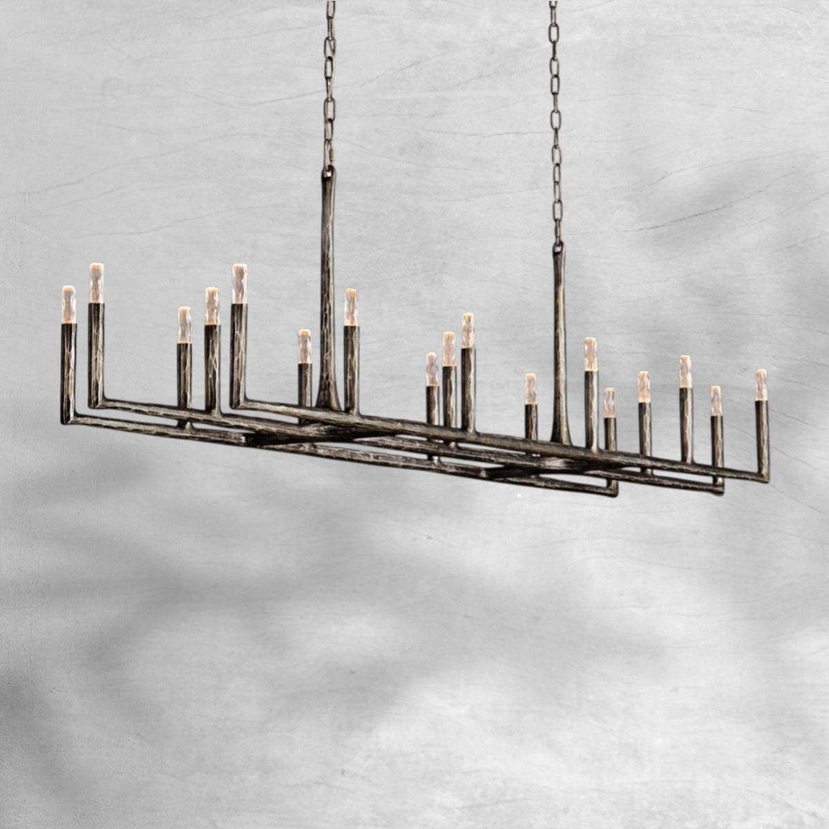 Thalen Forged Linear Chandelier 54" 72" 96", solid brass - view 5